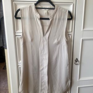 H&M Cream Sleeveless Blouse with Mandarin Collar